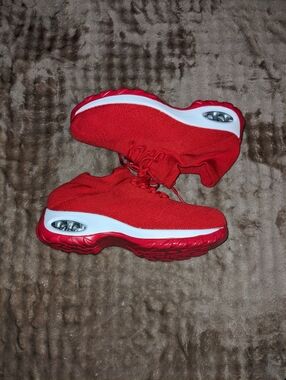 Red Knit Air-Cushion Fabric Slip On Sneakers Size 36 6